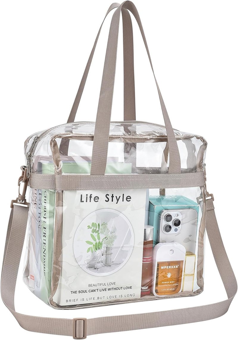 USPECLARE Clear Tote Bag for Stadium Events, 12x6x12 Transparent Stadium Bag for Work, Sports Games,Gym，Concerts - Image 1